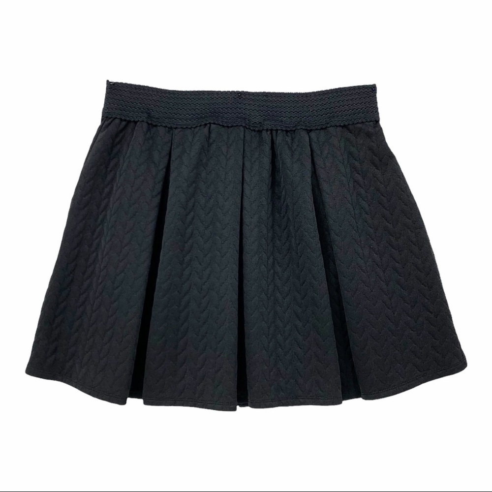 Wide Pleat Box Pleat Black Mini Skirt by EyeShadow